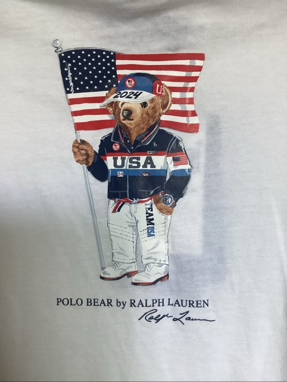 Ralph Lauren White Kids Polo Bear USA Flag Dress - Picture 2 of 6